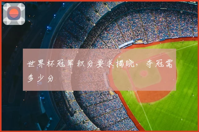 世界杯冠军积分要求揭晓,夺冠需多少分